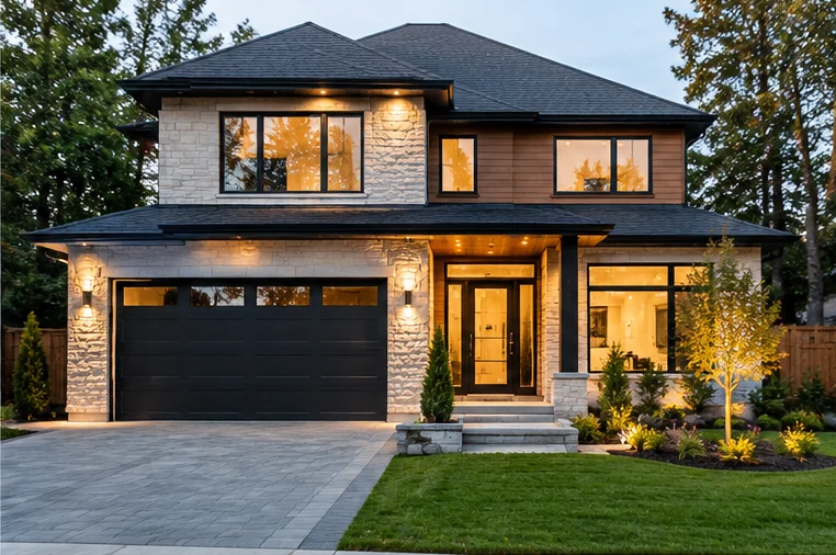 Modern residential exterior after renovation and construction